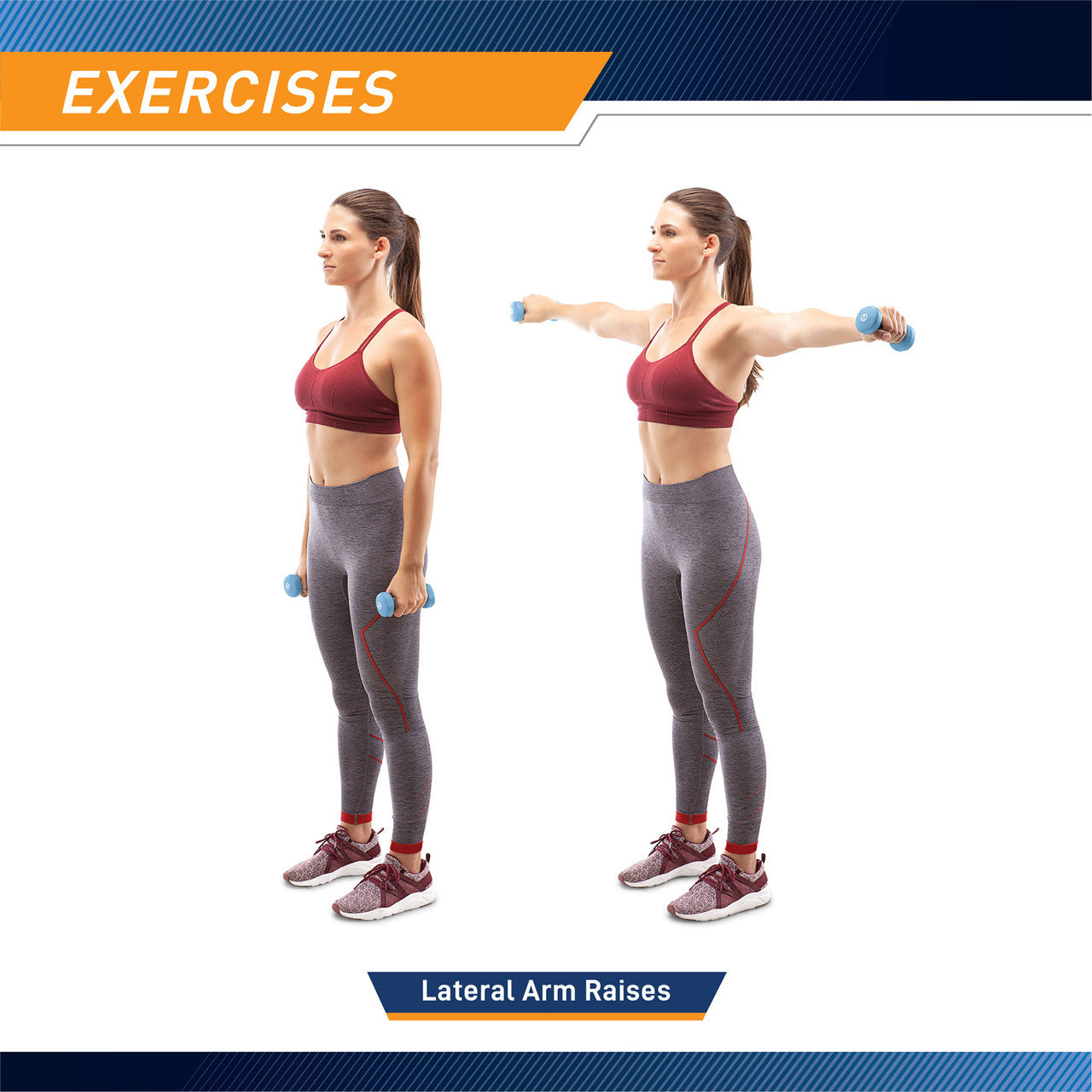 3-Pair Neoprene Dumbbell Set with Case  Marcy NDS-21.1 - Infographic - Exercises - Lateral Arm Raises