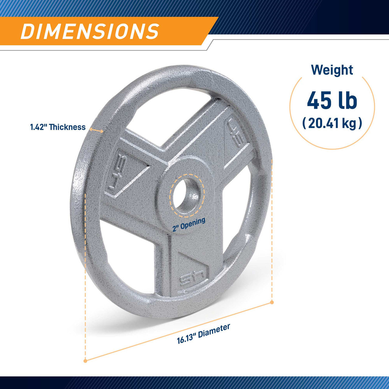45lb Classic Olympic Plate MCW-45 - Infographic - Dimensions
