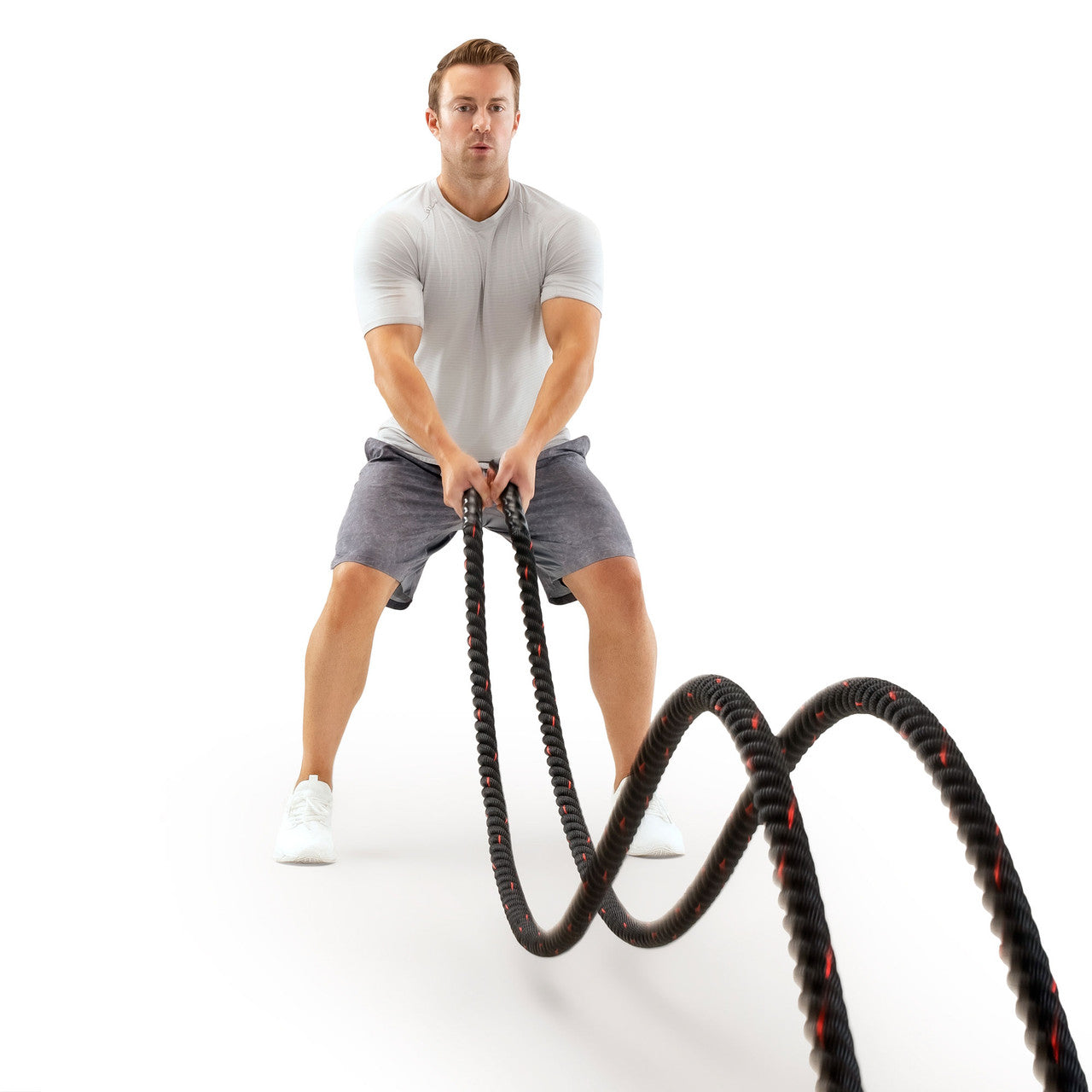 9 M (30 ft) Battle Ropes 38mm (1.5 Inch) Diamater Heavy Exercise Rope  ProIron PRO-ZS01-1 - In Use by Model 2