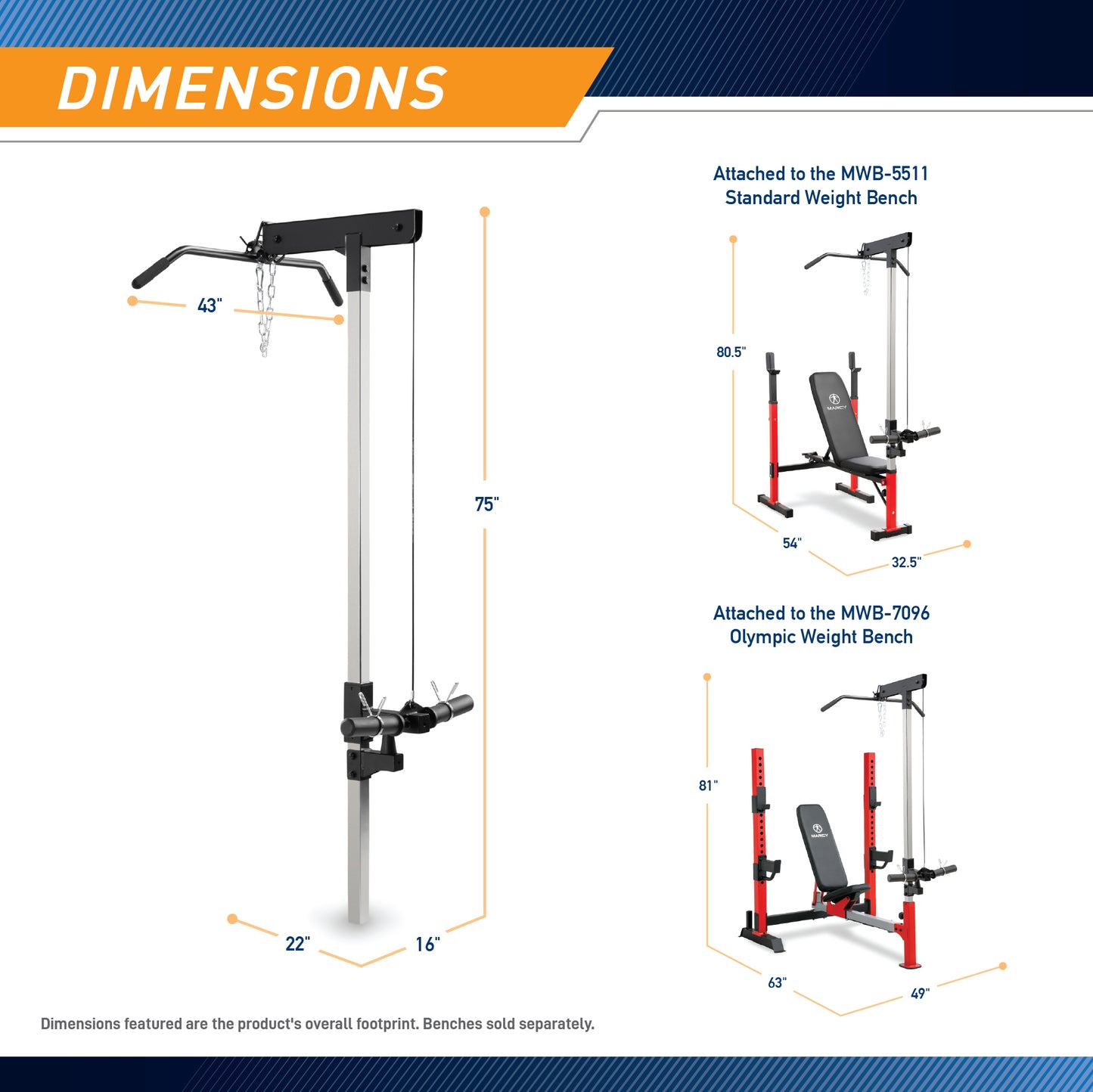 Marcy Lat Tower Accessory for MWB-5511 and MWB-7096 | ACC-8048LT