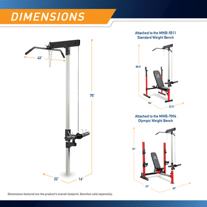 Marcy Lat Tower Accessory for MWB-5511 and MWB-7096 | ACC-8048LT