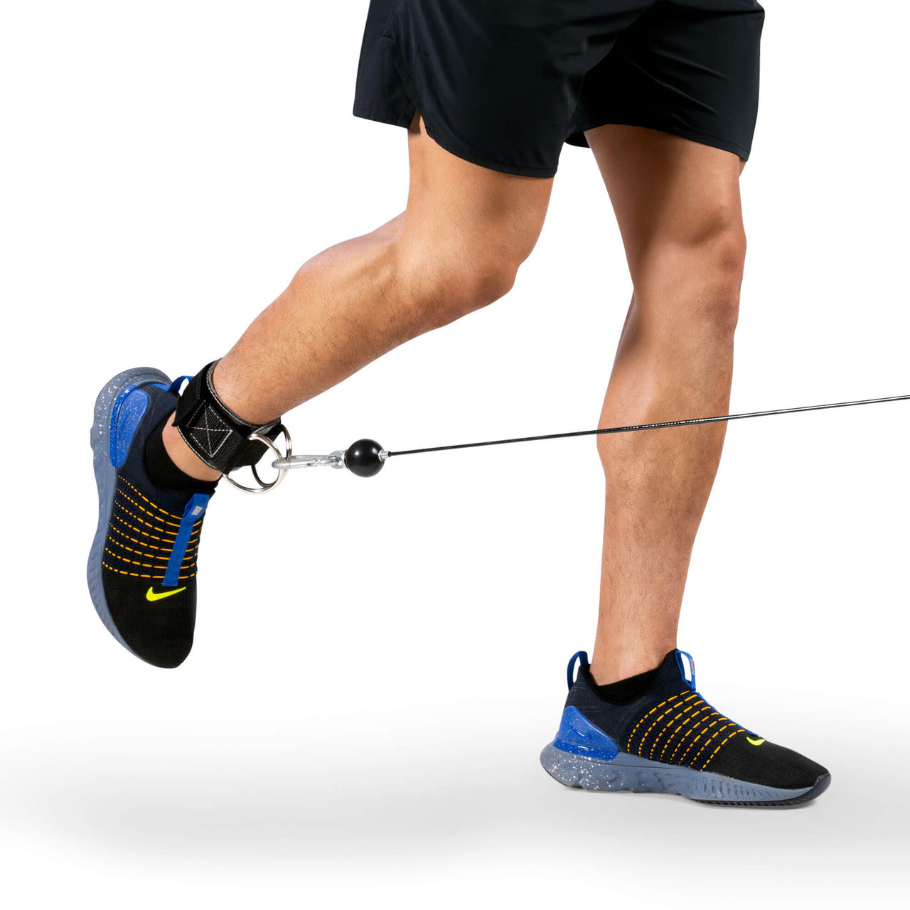 Adjustable 3” Ankle Strap - Heavy Duty Padded Ankle Cuff with D-Rings for Cable Exercises and More B5AS3 - Apex - model doing kick back