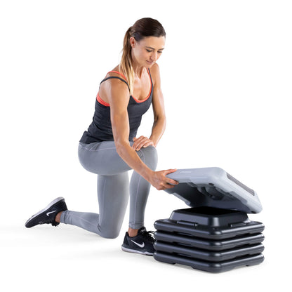 Adjustable Aerobic Step Platform with 4 Risers - Gray - Circuit Fitness - model assembling