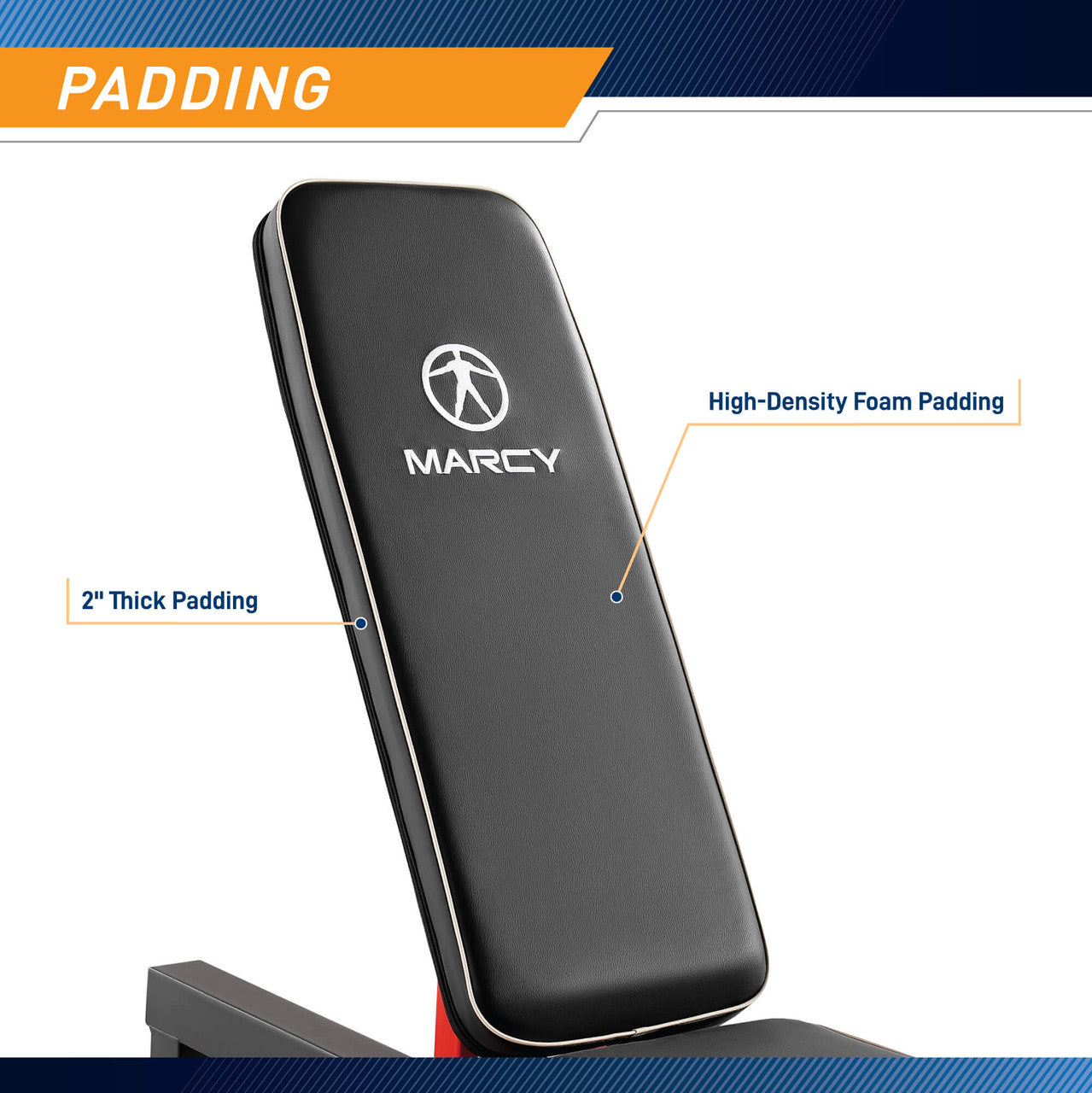 Adjustable Utility Bench with Chrome Sliding Track SB-5429 Marcy - Infographic - Padding