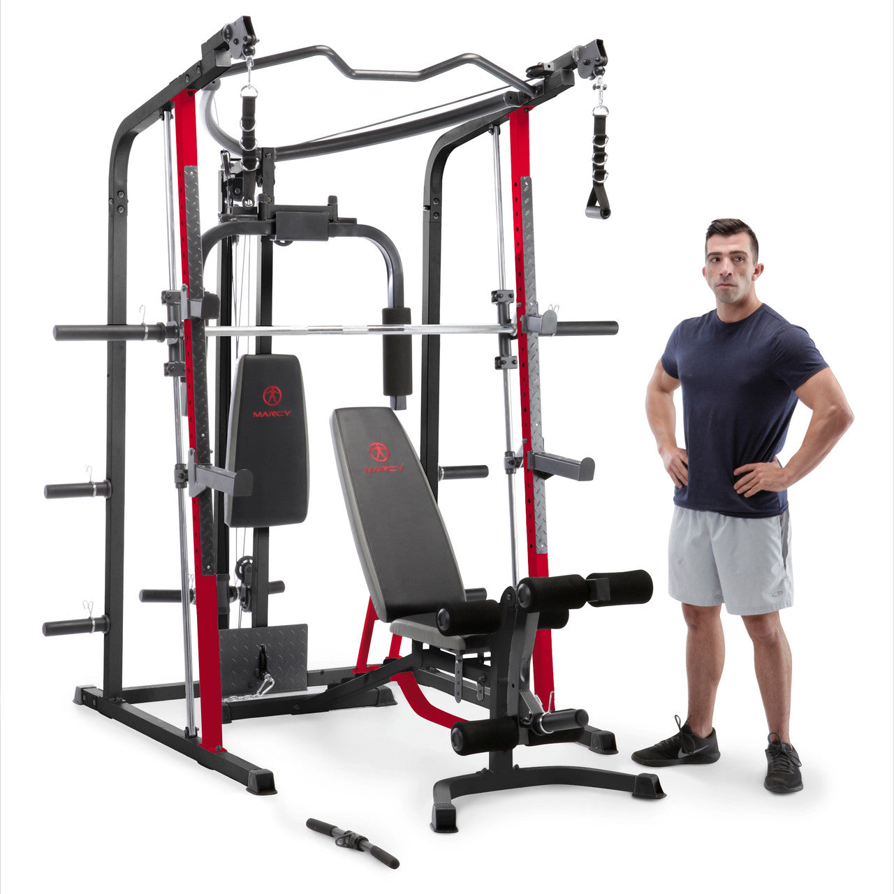 MARCY トレーニングマシン All-in-One Smith Machine Home Gym with Upper Pulley System