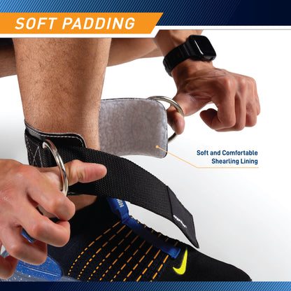 APEX Adjustable 3” Ankle Strap - Heavy Duty Padded Ankle Cuff with D-Rings for Cable Exercises and More | B5AS3