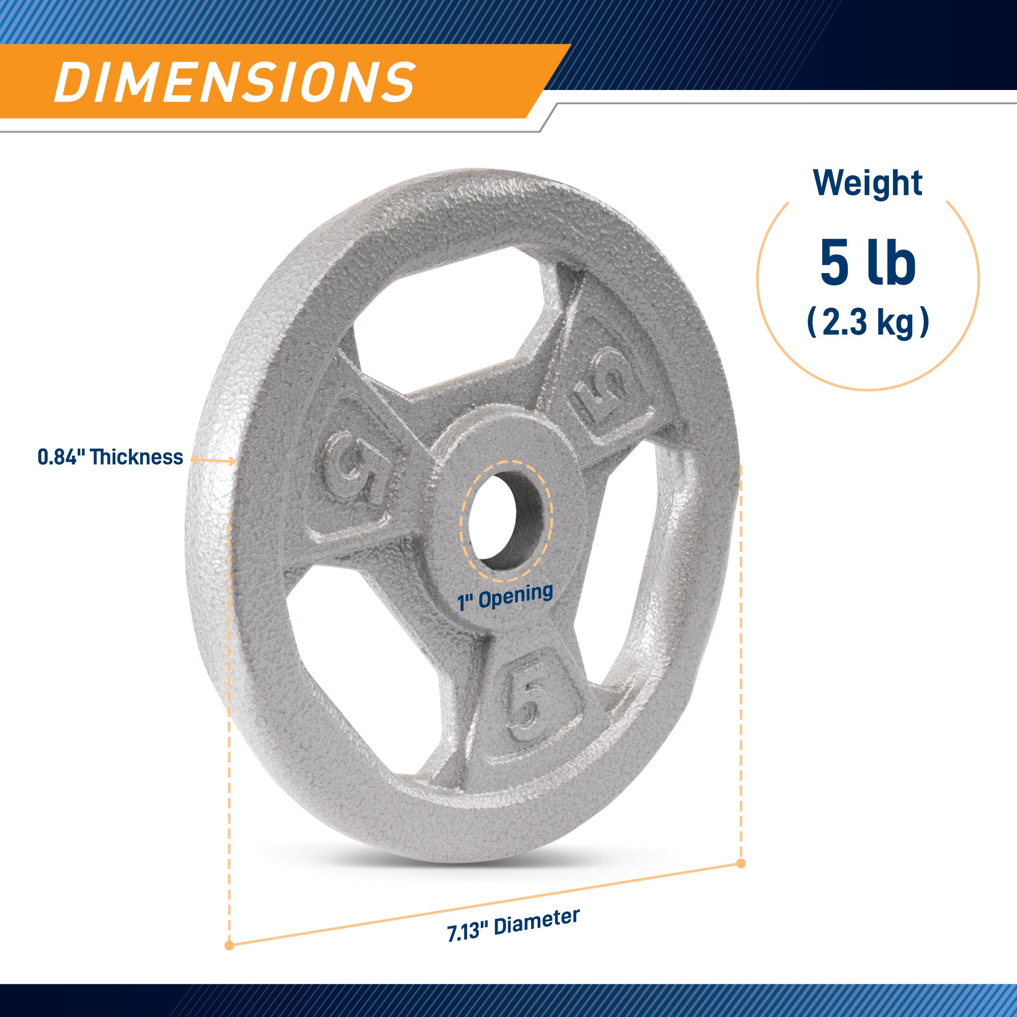 5lb Standard Size Grip Plate | B5G-5505 High Quality Heavy Duty
