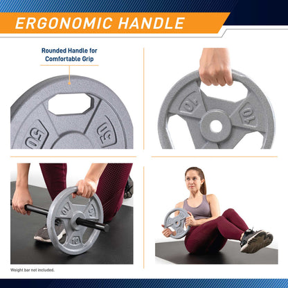 50lb Standard Size Grip Plate  B5G-5550 - Infographic - Ergonomic Handles