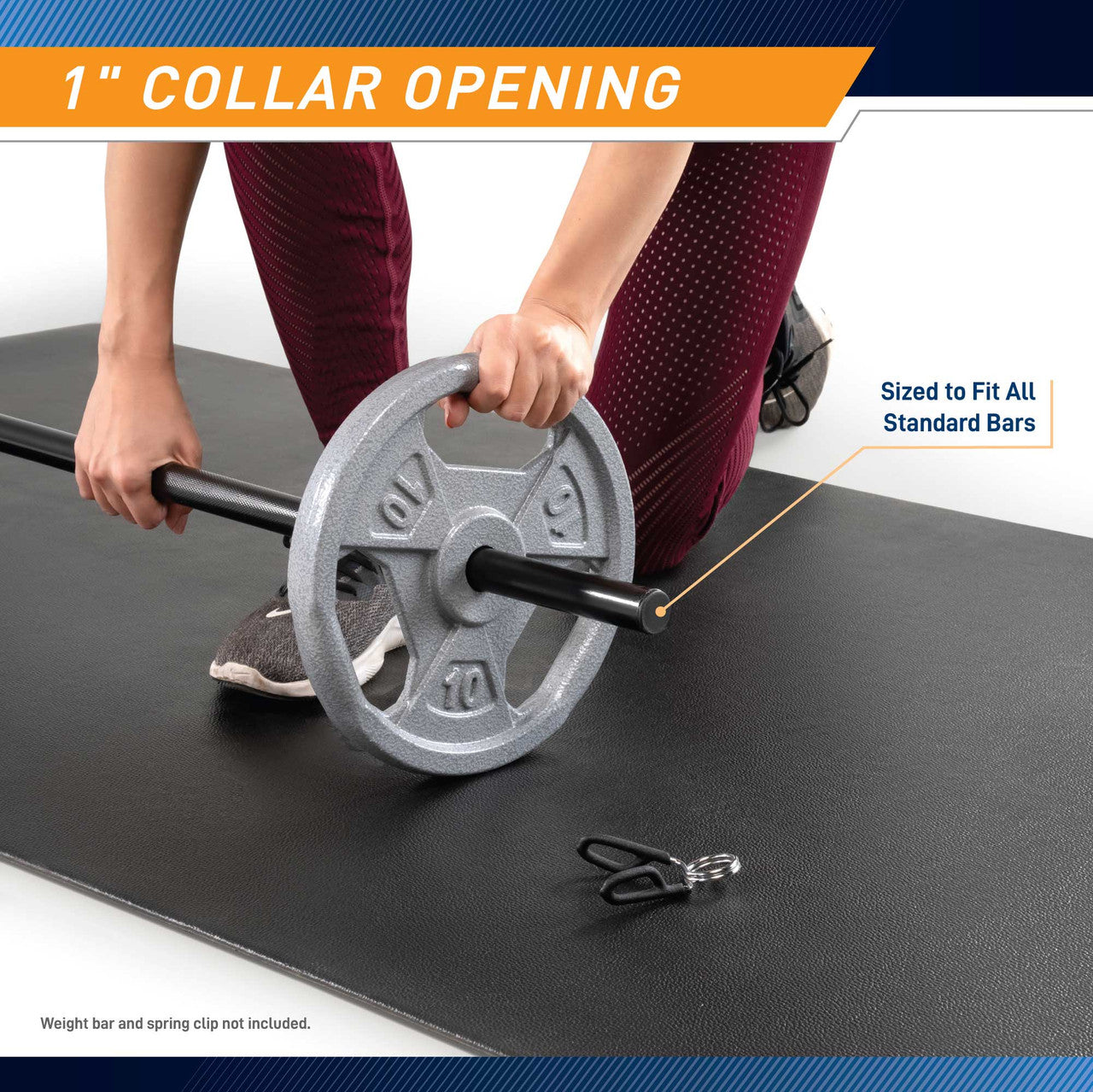 50lb Standard Size Grip Plate  B5G-5550 - Infographic - 1 Inch Collar Opening