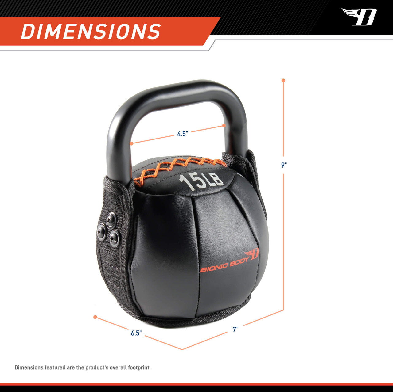 Bionic Body 15 lb. Soft Kettlebell BBKB-15 - DIMENSION