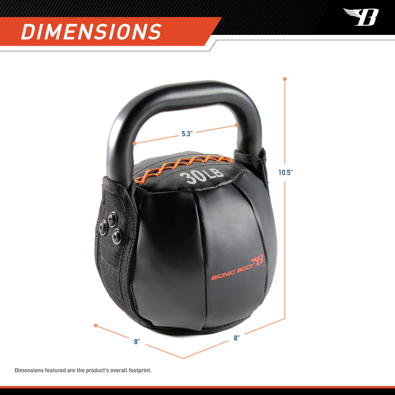 Bionic Body 30 lb. Soft Kettlebell BBKB-30 - DIMENSIONS