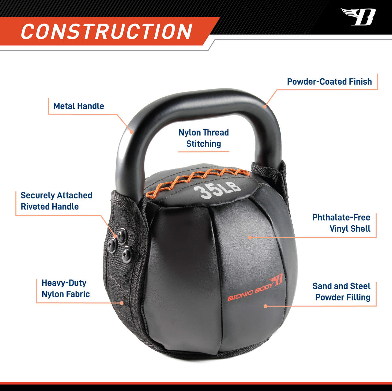 Bionic Body 35 lb. Soft Kettlebell BBKB-35 - CONSTRUCTION