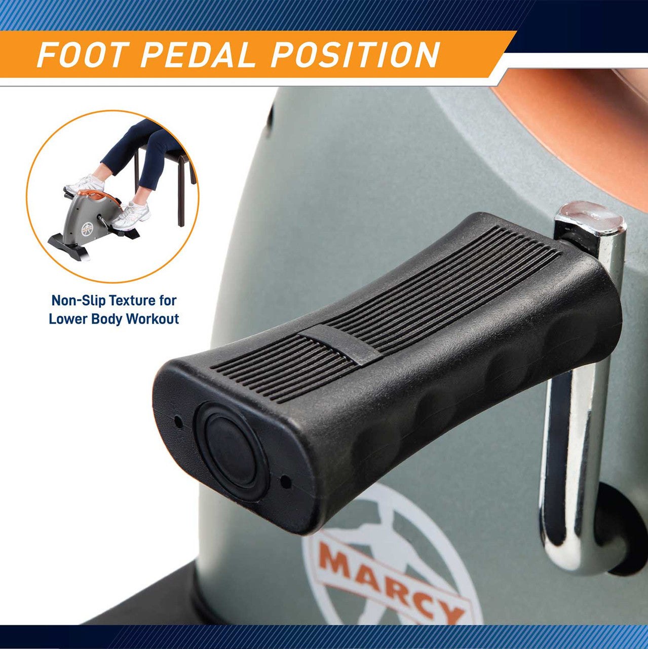 The Cardio Mini-Cycle NS-909 by Marcy has grooved pedals  and a non-slip texture for an easy lower body workout 