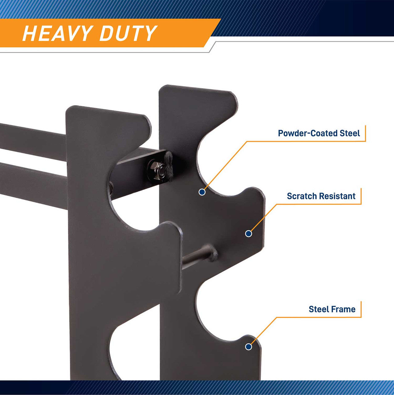 Compact Dumbbell Rack DBR-56 is made of a heavy duty steel frame. 
