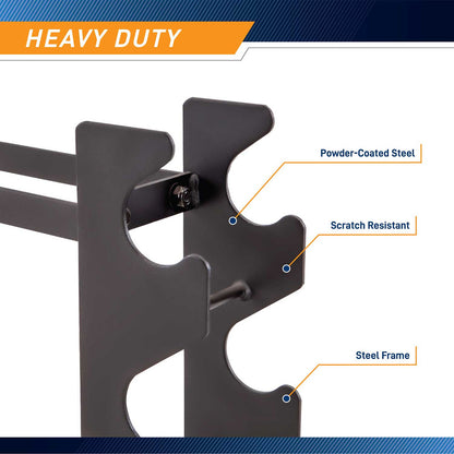 Compact Dumbbell Rack DBR-56 is made of a heavy duty steel frame. 