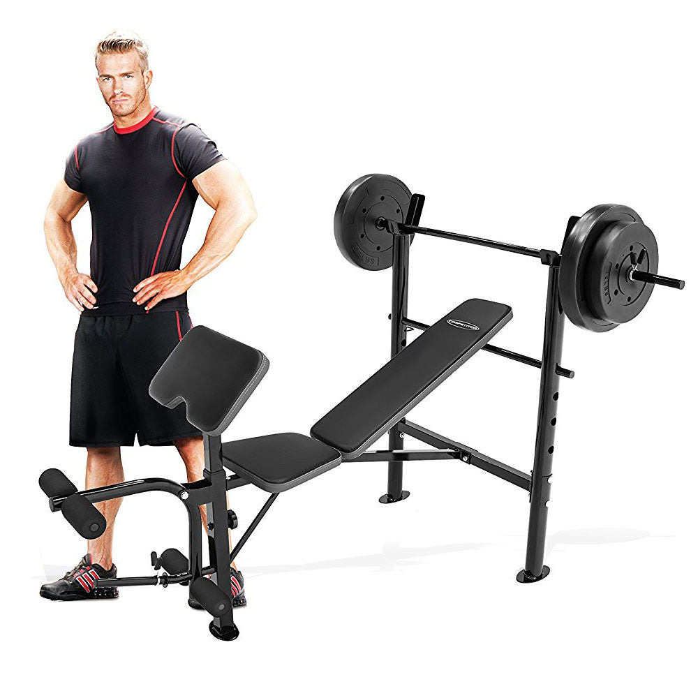Competitor Combo Bench w/ 80lb Weight Set Quality Strength – Marcy