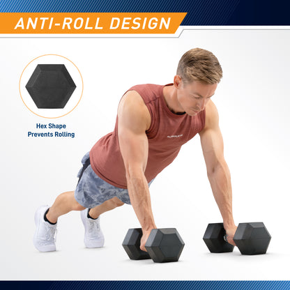Marcy 150lb Rubber Hex Dumbbell Set | DBR-1347