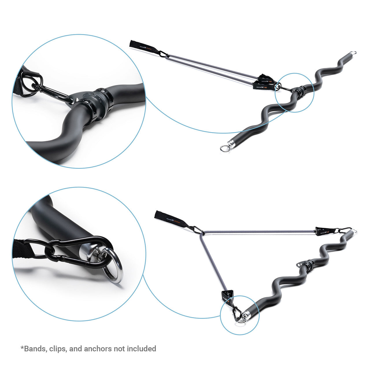 Deluxe Exercise Bar for Lats, Curls and More BBEB-7355  Bionic Body - Connecting Single Resistance tube to Center or Edge Connections