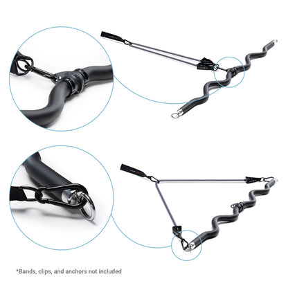 Deluxe Exercise Bar for Lats, Curls and More BBEB-7355  Bionic Body - Connecting Single Resistance tube to Center or Edge Connections