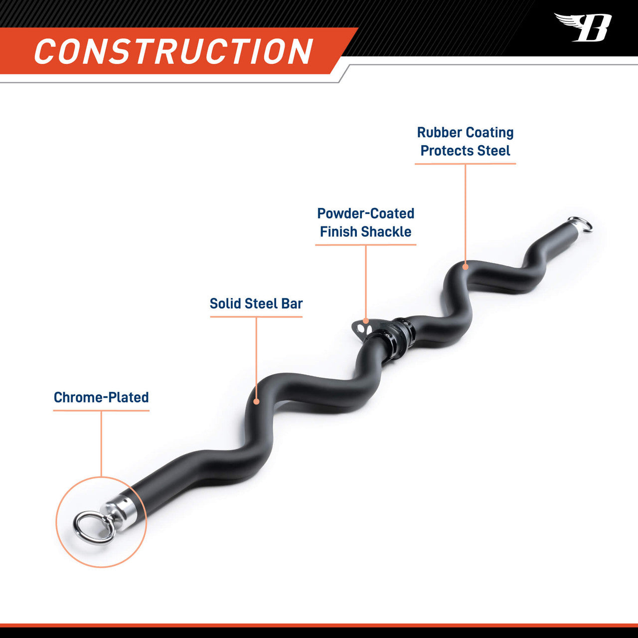 Deluxe Exercise Bar for Lats, Curls and More BBEB-7355  Bionic Body - construction