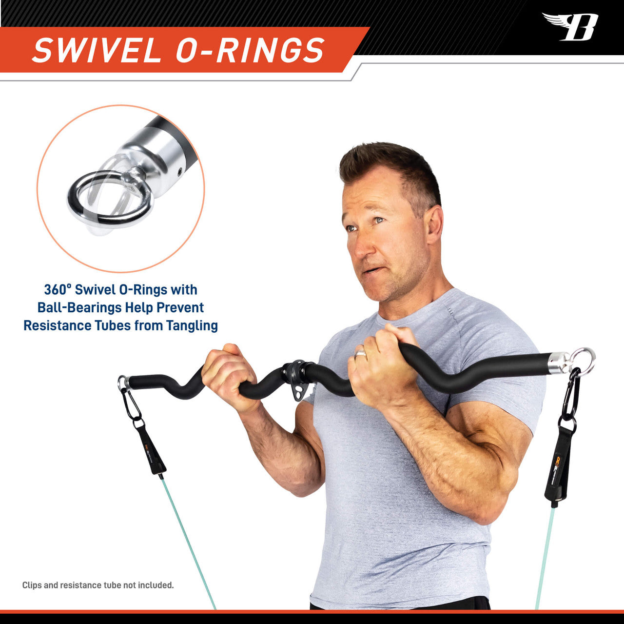 Deluxe Exercise Bar for Lats, Curls and More BBEB-7355  Bionic Body - swivel o ring