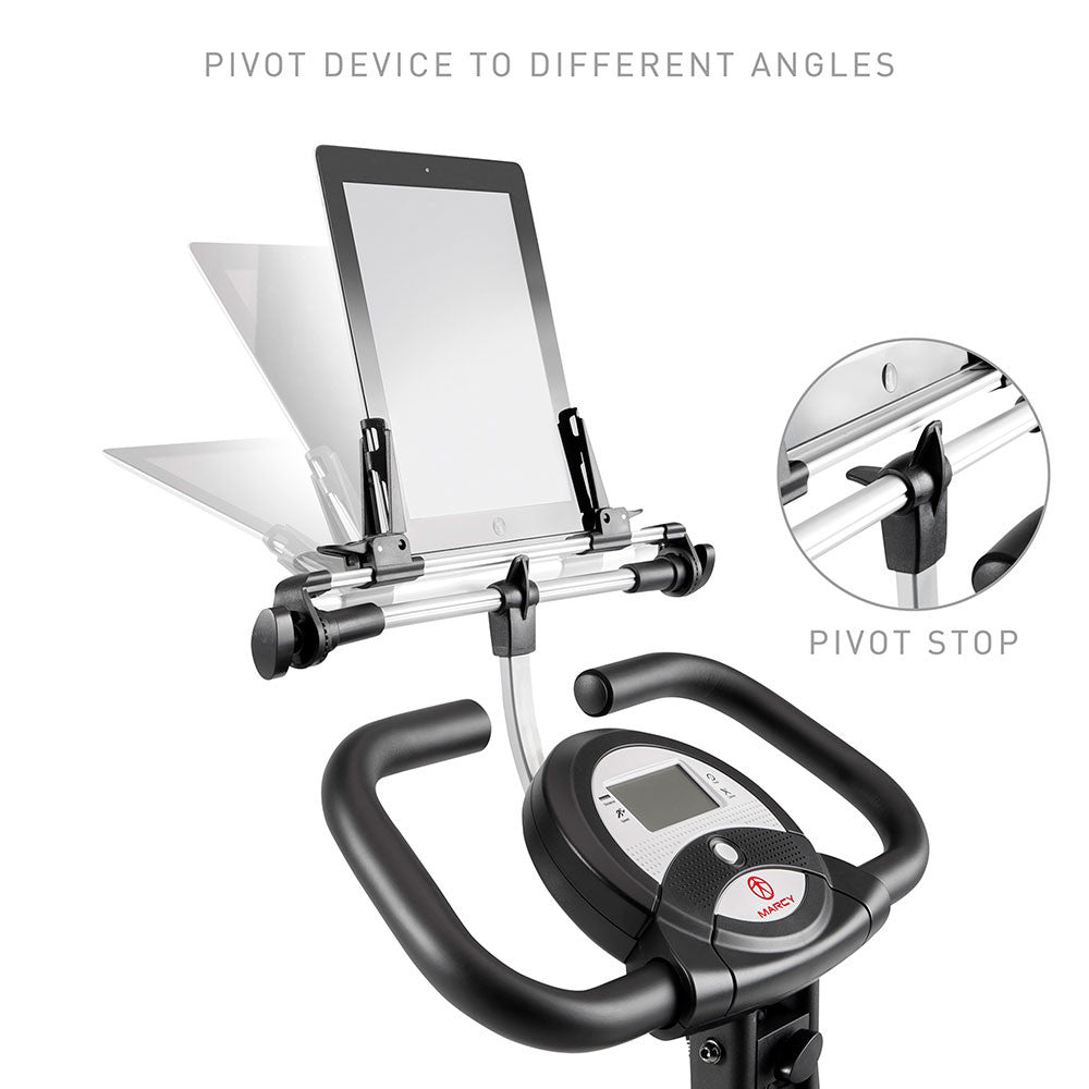 Easily tilt the Foldable Bike Media Holder | Marcy NS-T-Rack  to adjust visibility