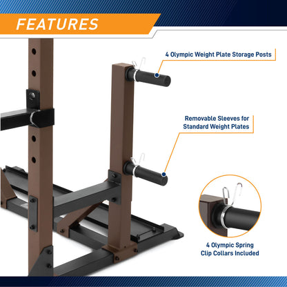 Full Rack Utility Trainer SteelBody STB-98010 - Infographic - Storage Pegs for Weight Plates