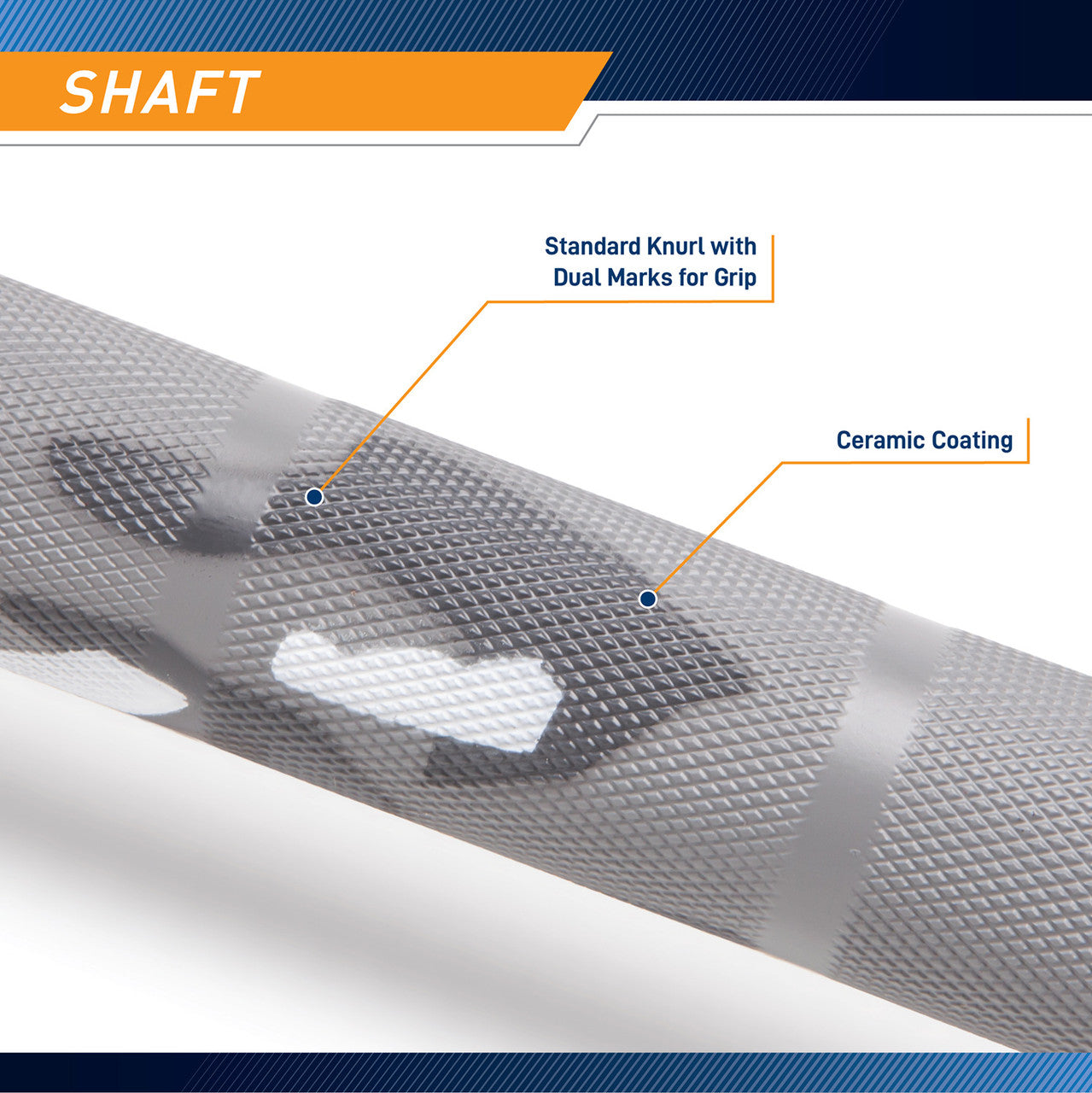 45lb Olympic Barbell SteelBody - STB-1808GC - Gray and White Camoflauge - knurling