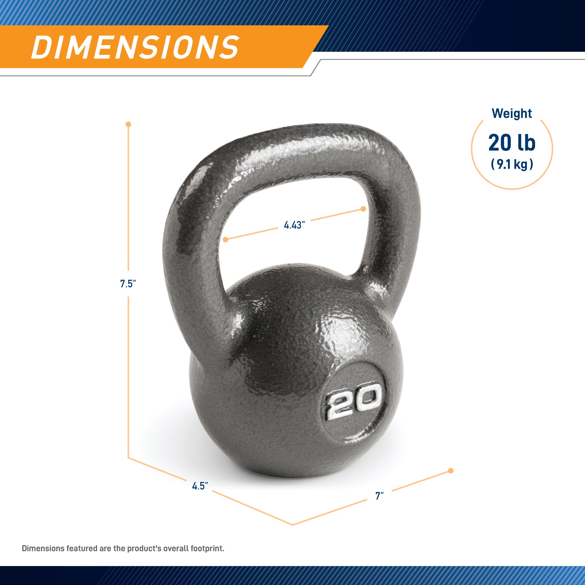 20lb Hammertone Kettle Bell | HKB-020 Quality Heavy Duty