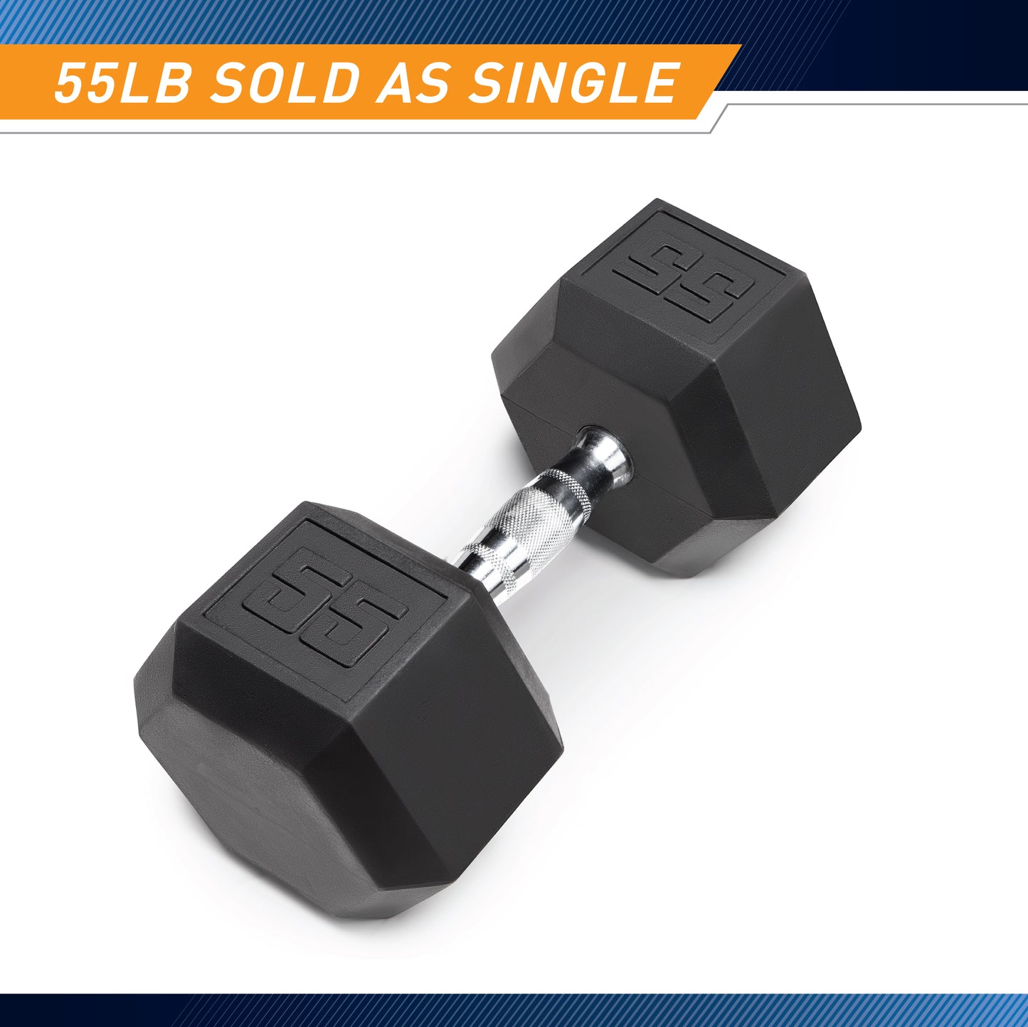Marcy 55lb Rubber Hex Dumbbell | IBRH-055