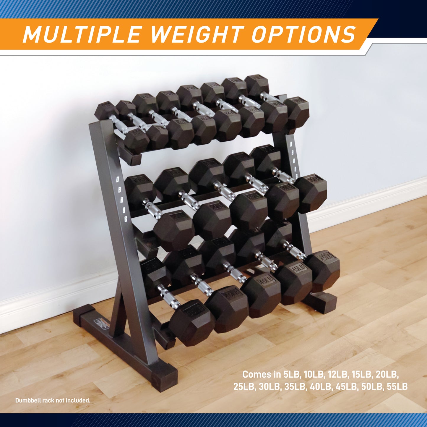 Marcy 55lb Rubber Hex Dumbbell | IBRH-055