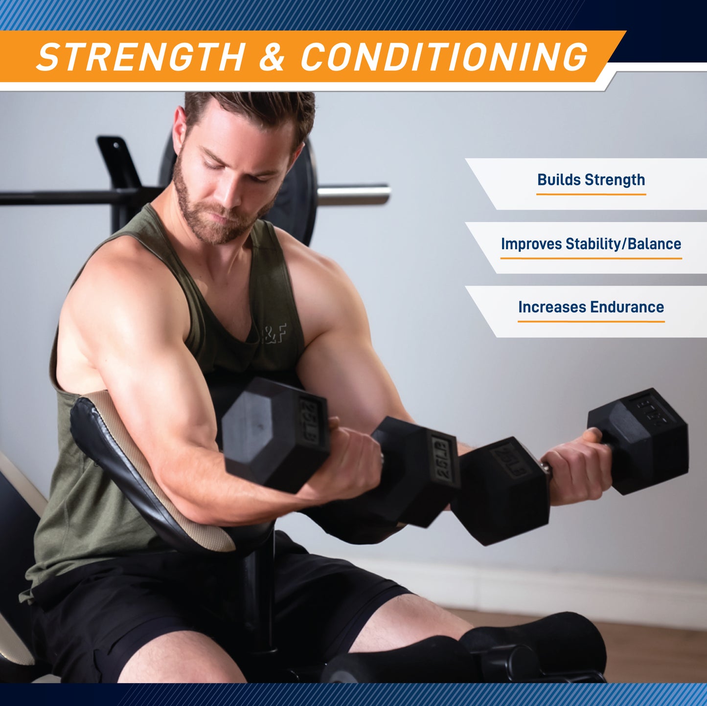 Marcy 55lb Rubber Hex Dumbbell | IBRH-055