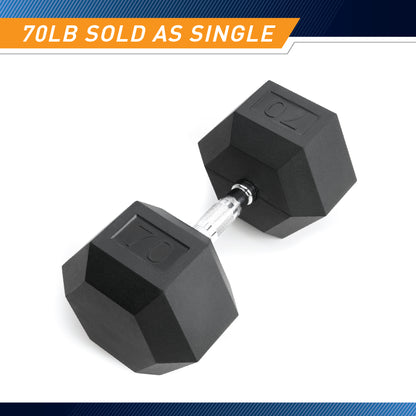 Marcy 70lb Rubber Hex Dumbbell | IBRH-070