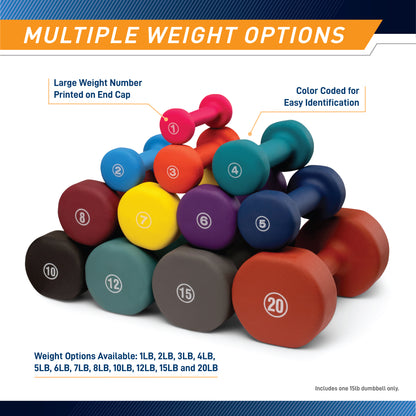 Marcy 15lb Neoprene Dumbbell | INE-015