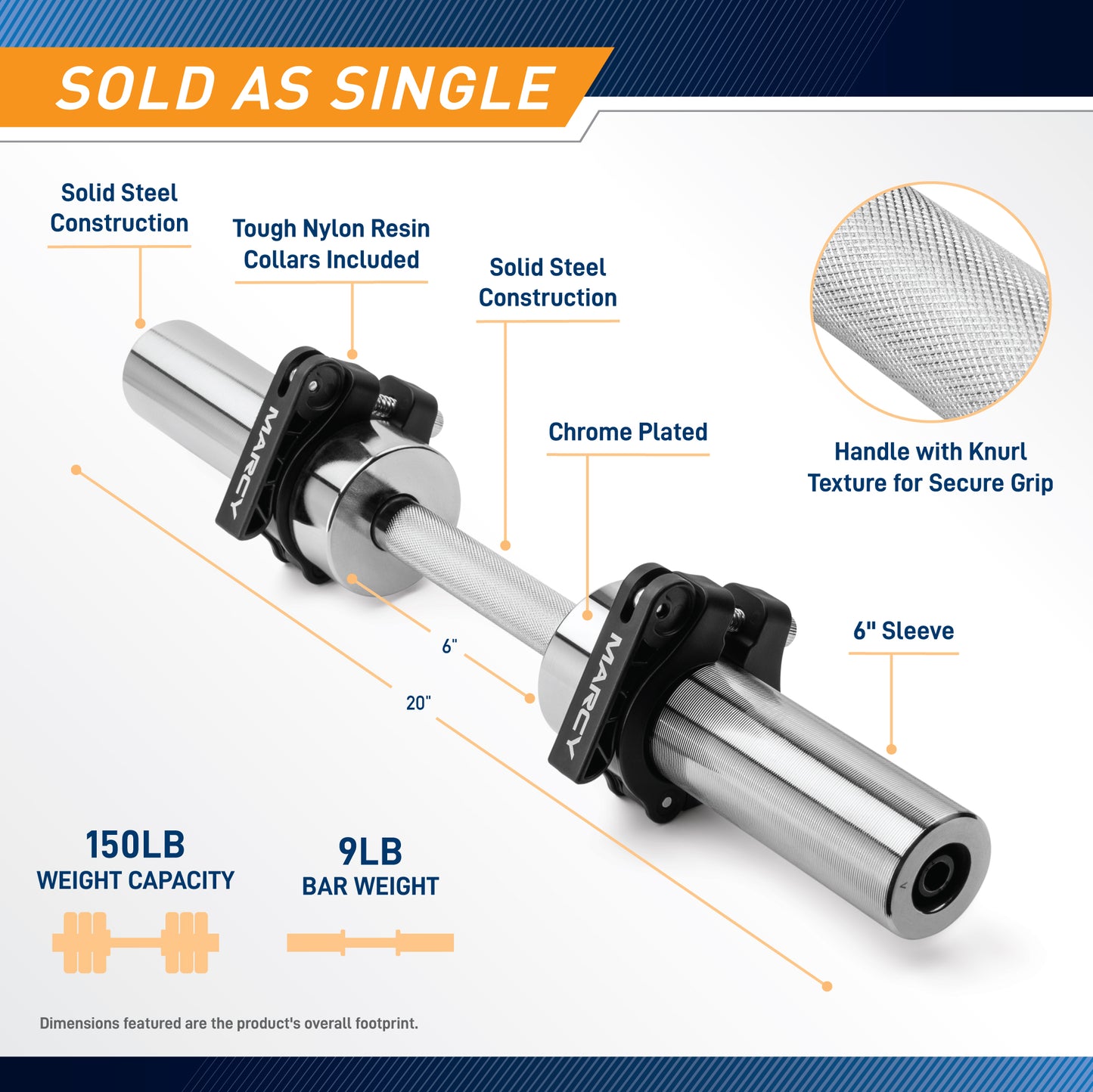 Marcy Olympic Dumbbell Handle | IOBB-20