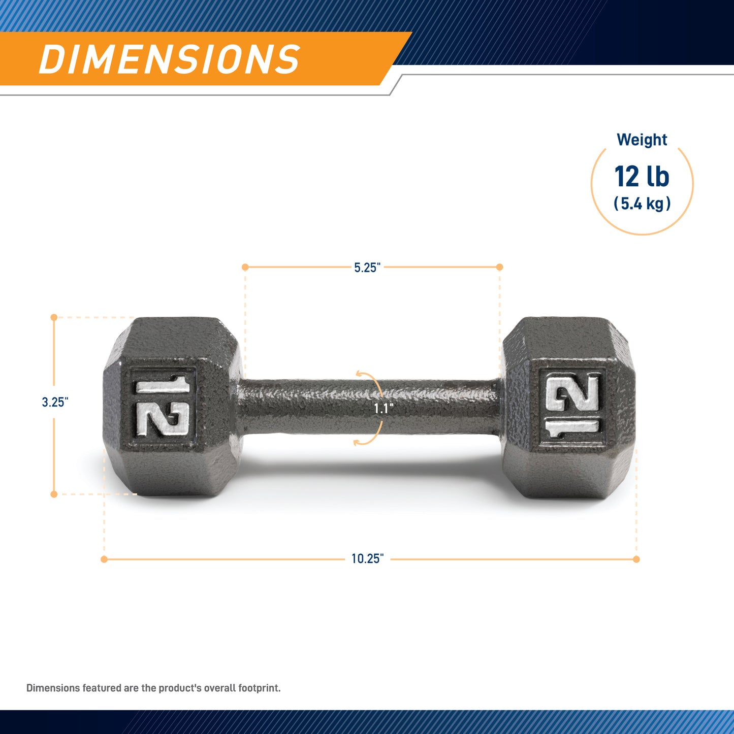 Marcy 12lb Hex Dumbbell| IV-2012