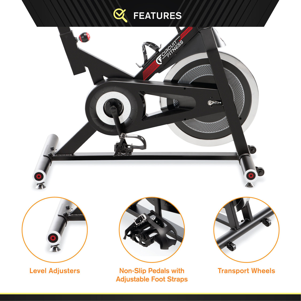 Indoor Cycling Bike with 30 lbs Flywheel | Circuit Fitness AMZ