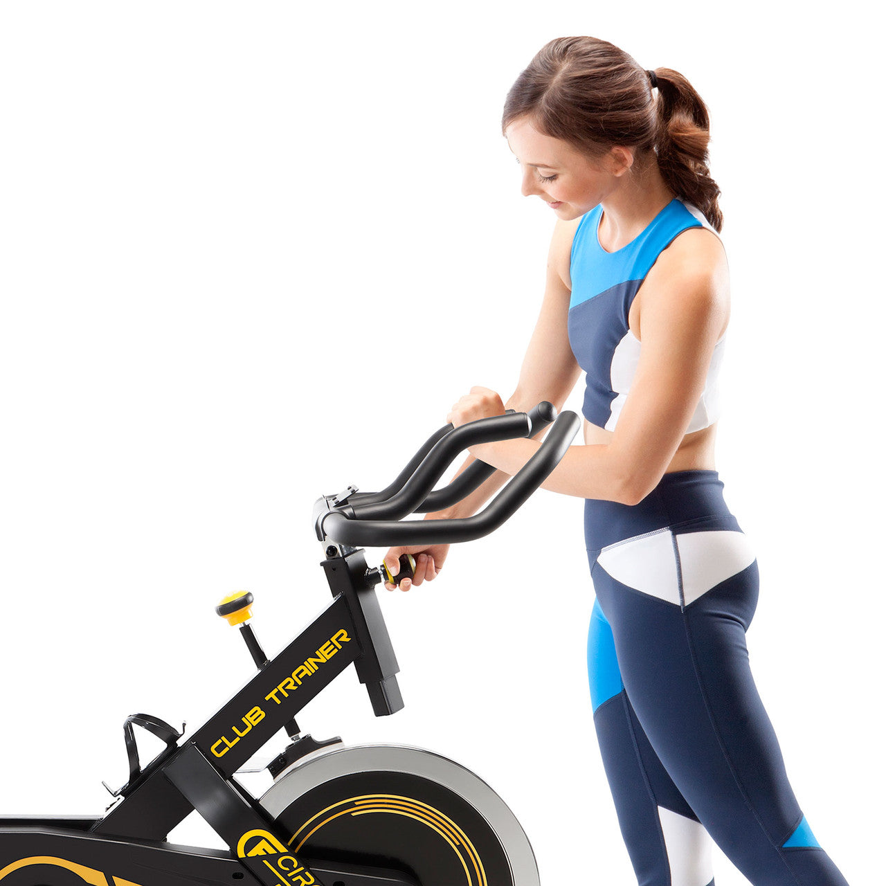 Indoor Cycling Bike with 40 lbs Flywheel  Circuit Fitness  AMZ-955BK Exercise Bike - Model Adjusting Handlebars