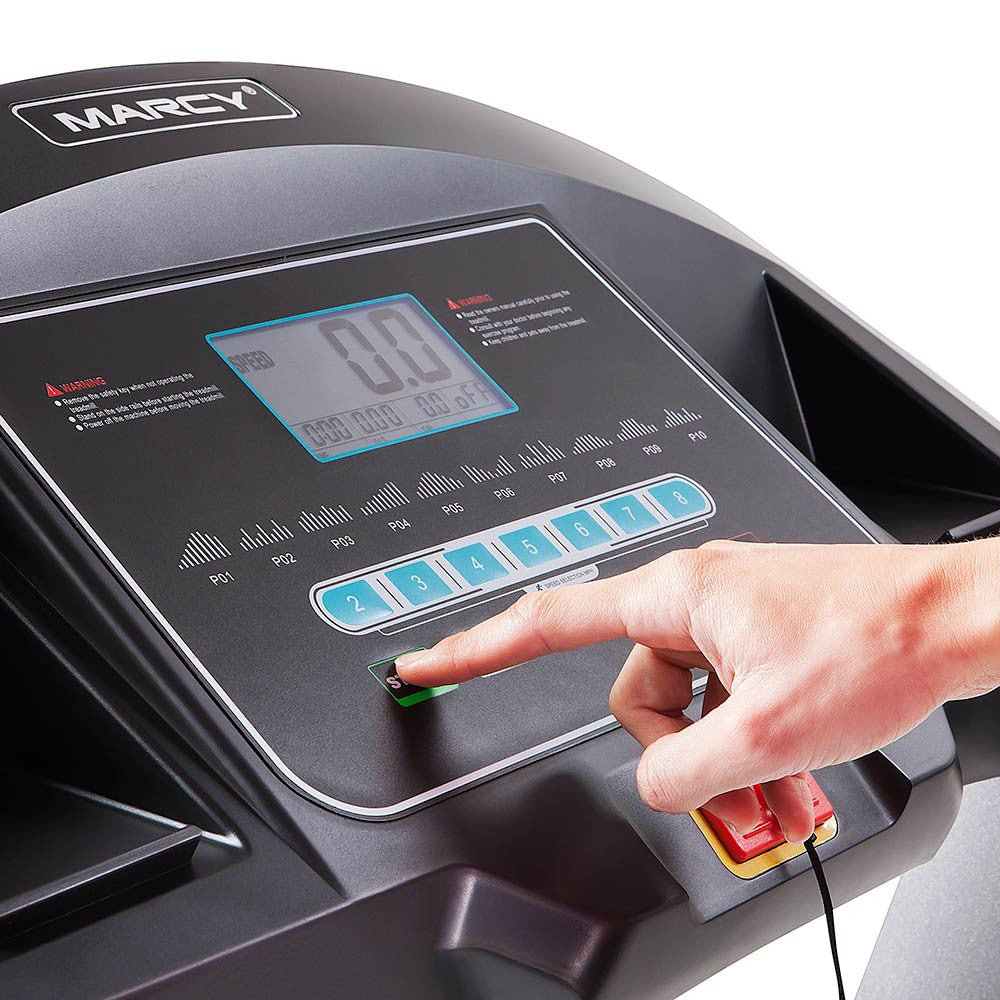 The Marcy Motorized Folding Treadmill JX-650W has a large display screen to make it easy to keep track of your progress