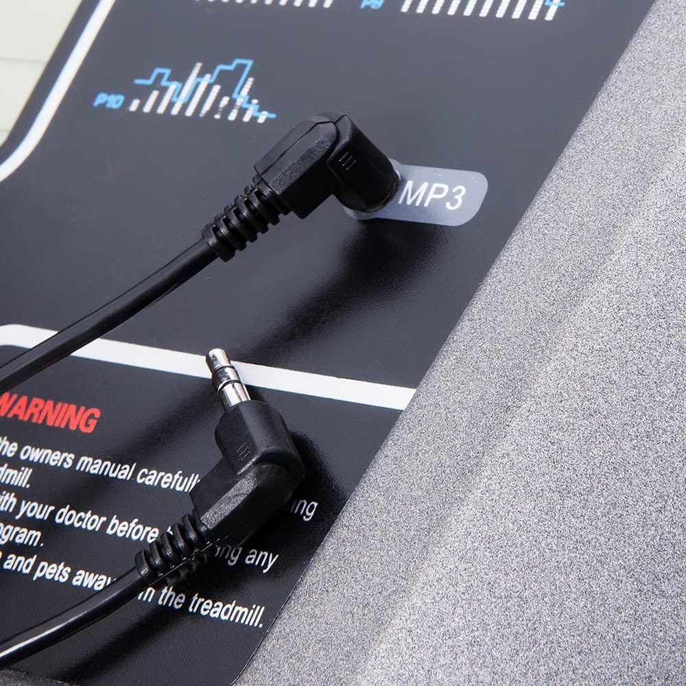 The Marcy Motorized Treadmill With Auto Incline JX-663SW has an MP3 port so you can listen to music through the speakers on the treadmill