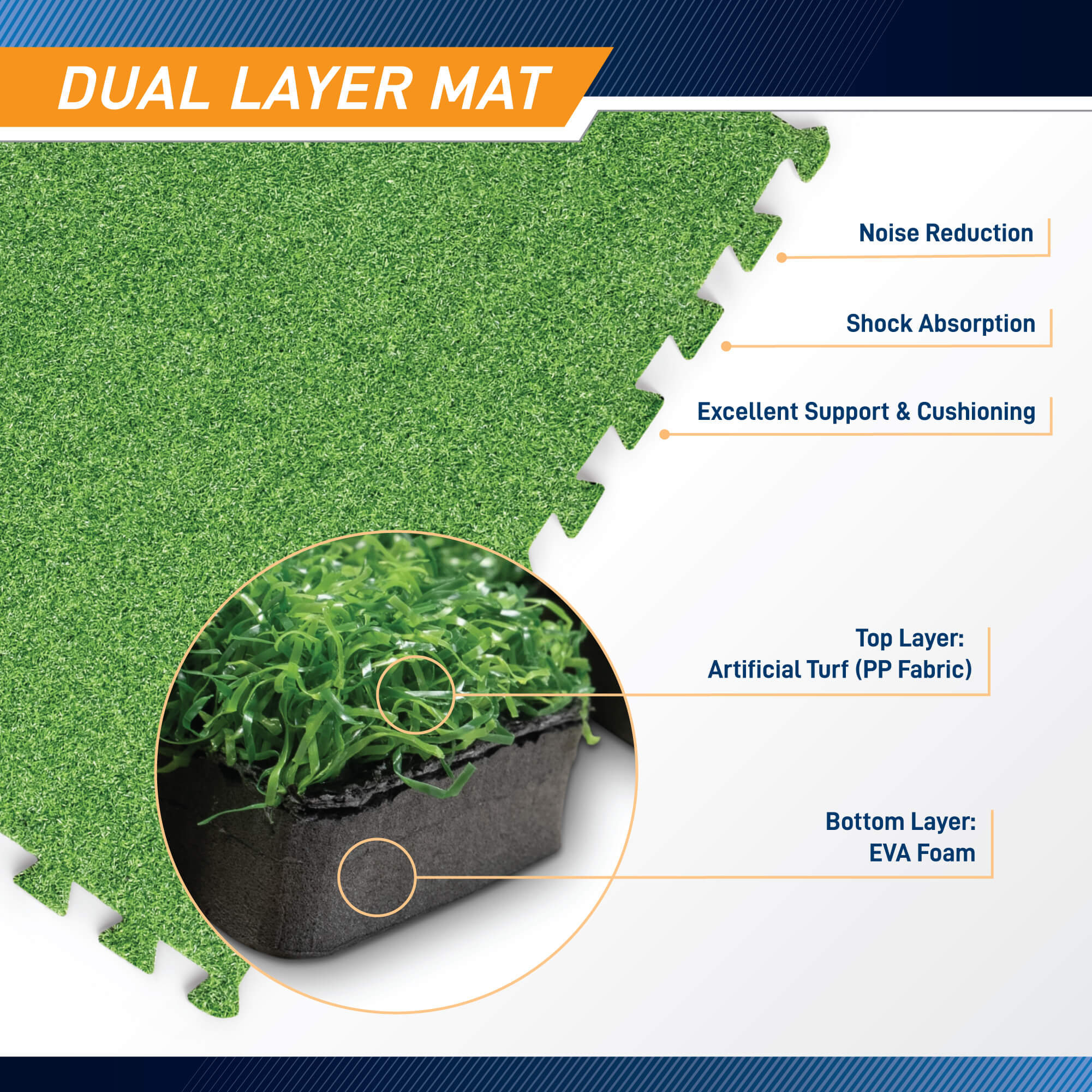 まっと Marcy Turf Puzzle Mat (6 PCS) | MAT-50