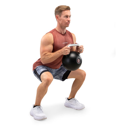 Marcy 40 lb. Poly Urethane Coated Kettlebell with Chrome Handle - Red |  MCKB-040-RED