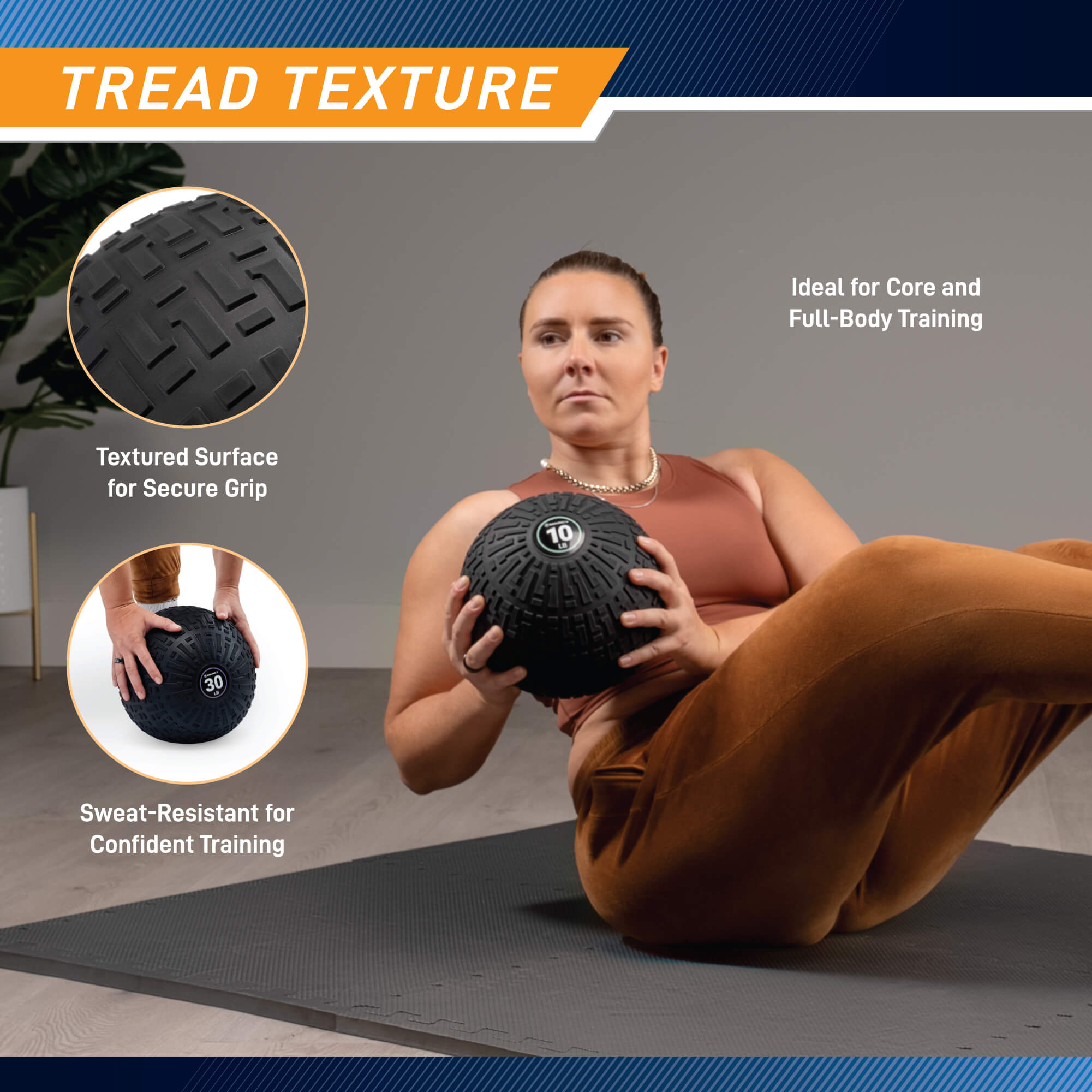 Marcy 40lb Slam Ball – Non-Bounce, Heavy-Duty Power Training Ball | MC