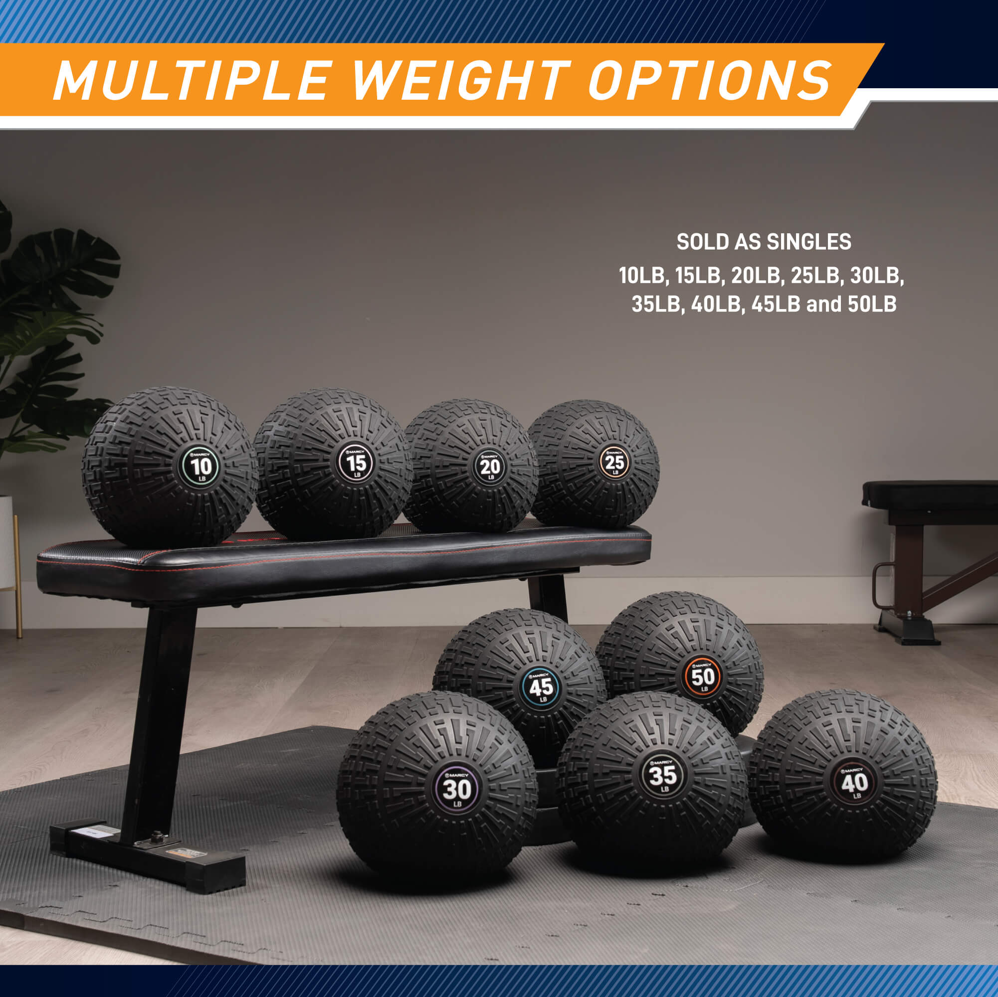Marcy 40lb Slam Ball – Non-Bounce, Heavy-Duty Power Training Ball | MC