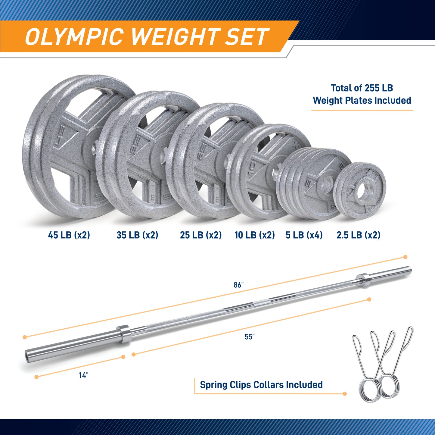Marcy 300lb Olympic Cast Iron Weight Set | MCW-2269