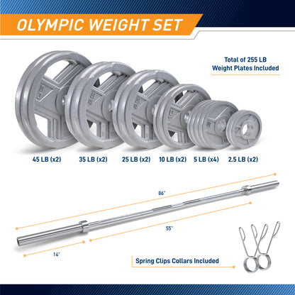 Marcy 300lb Olympic Cast Iron Weight Set | MCW-2269