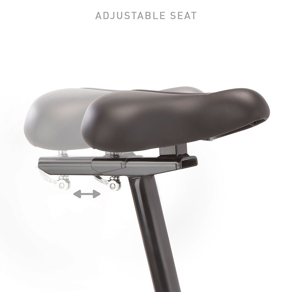 marcy magnetic upright bike ME-1016U Front of Bike  adjustable seat - forward and back