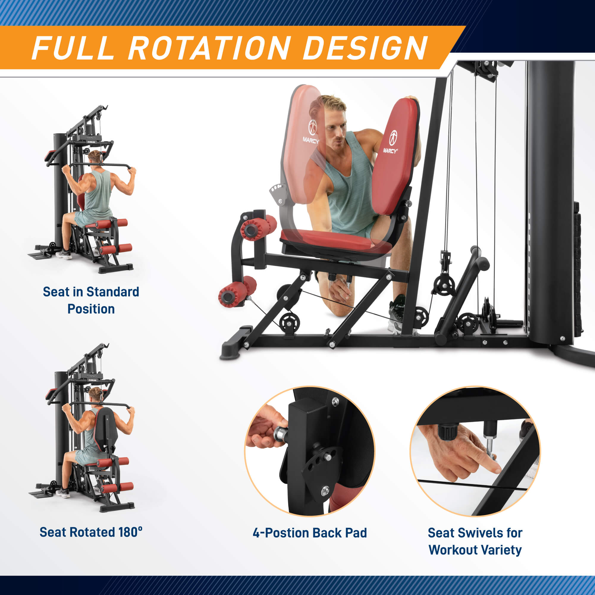 Marcy 120lb Home Gym with Reverse Row and Leg Press | MWM-0623