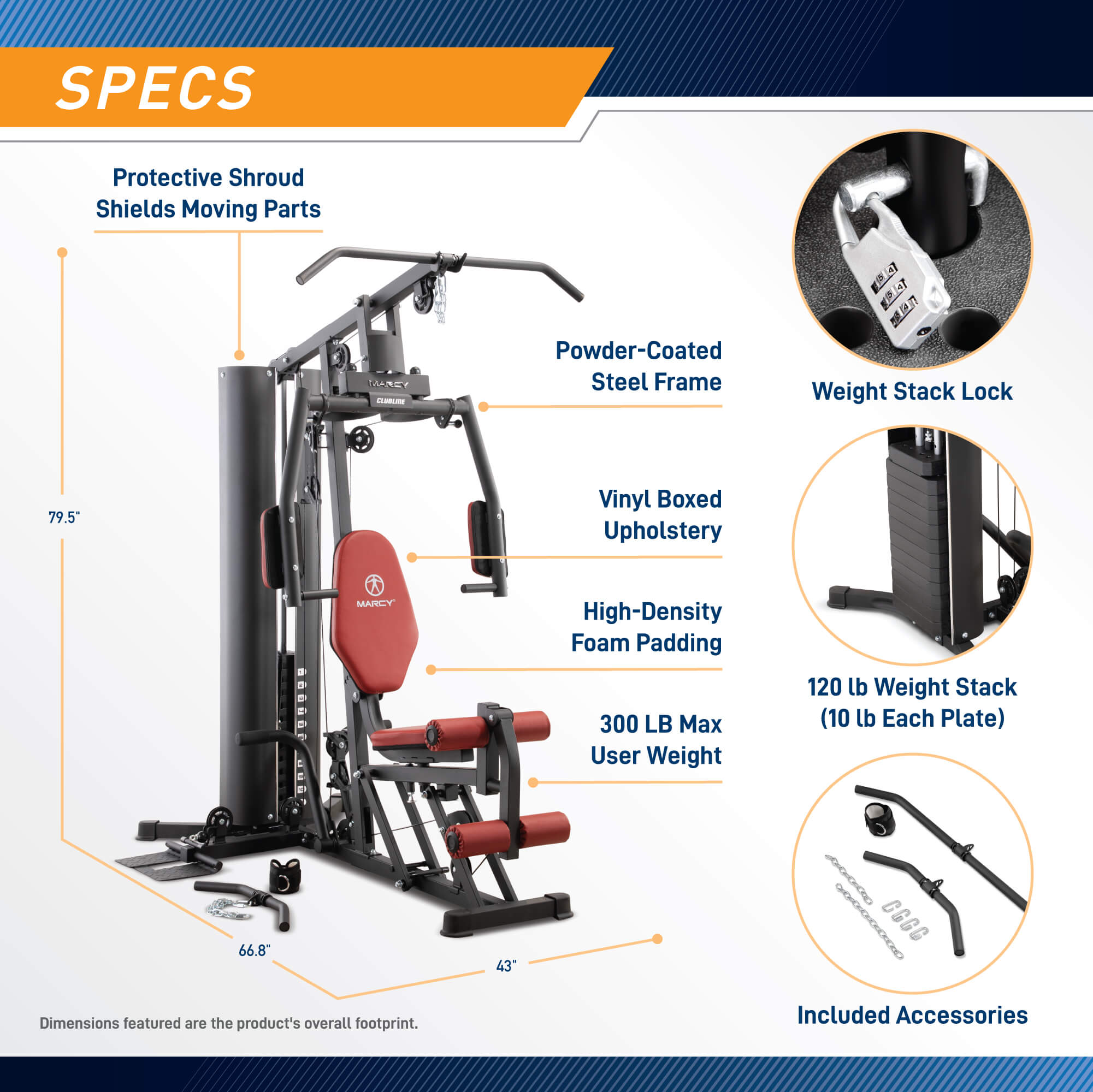 Marcy 120lb Home Gym with Reverse Row and Leg Press | MWM-0623