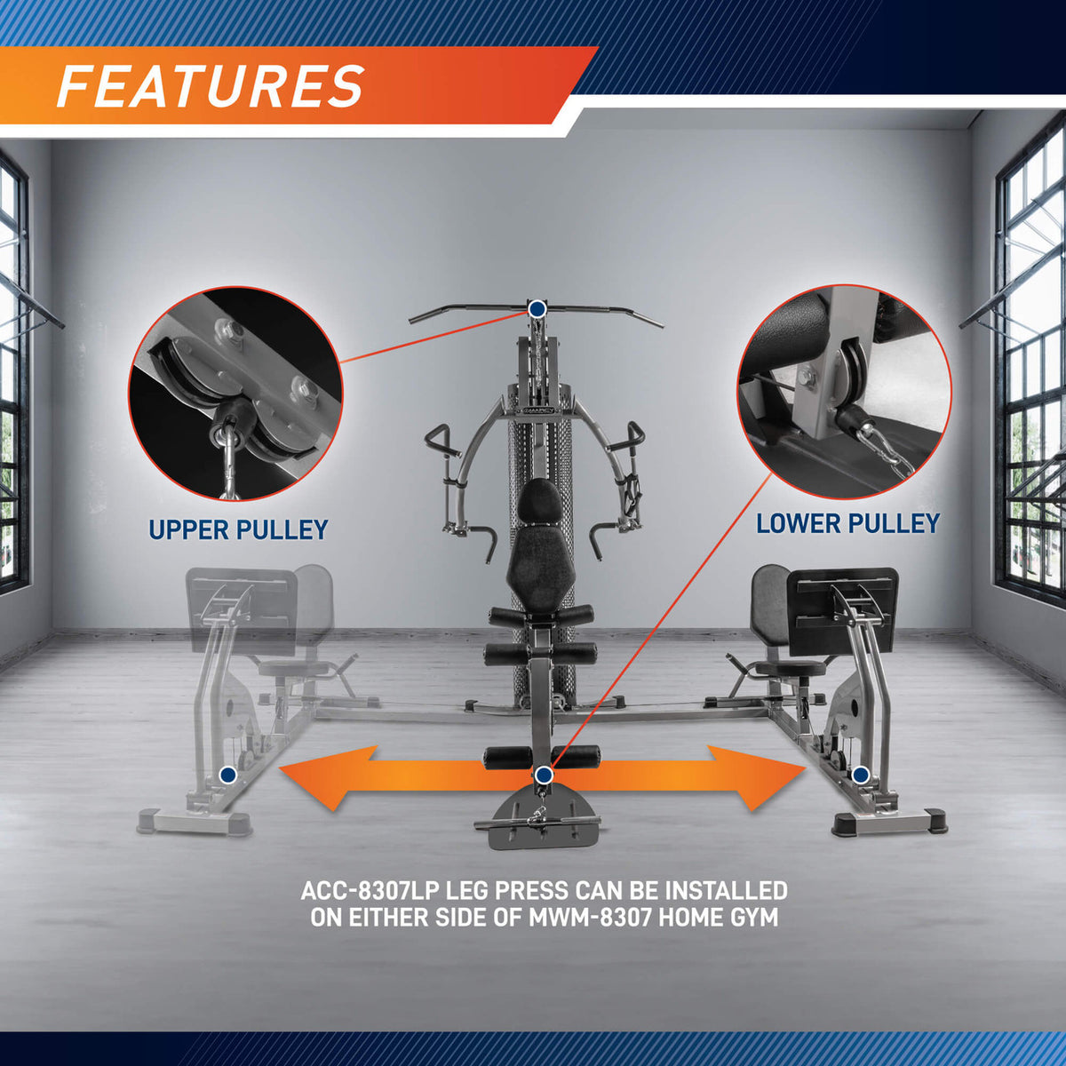 Marcy Optional Leg Press for MWM-8307 | ACC-8307LP